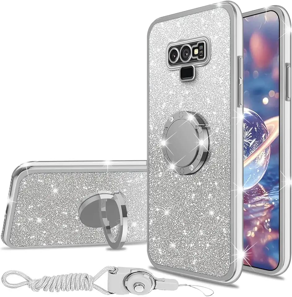 nancheng Glitter Case for Samsung Galaxy Note 9 Soft Cover - Silver