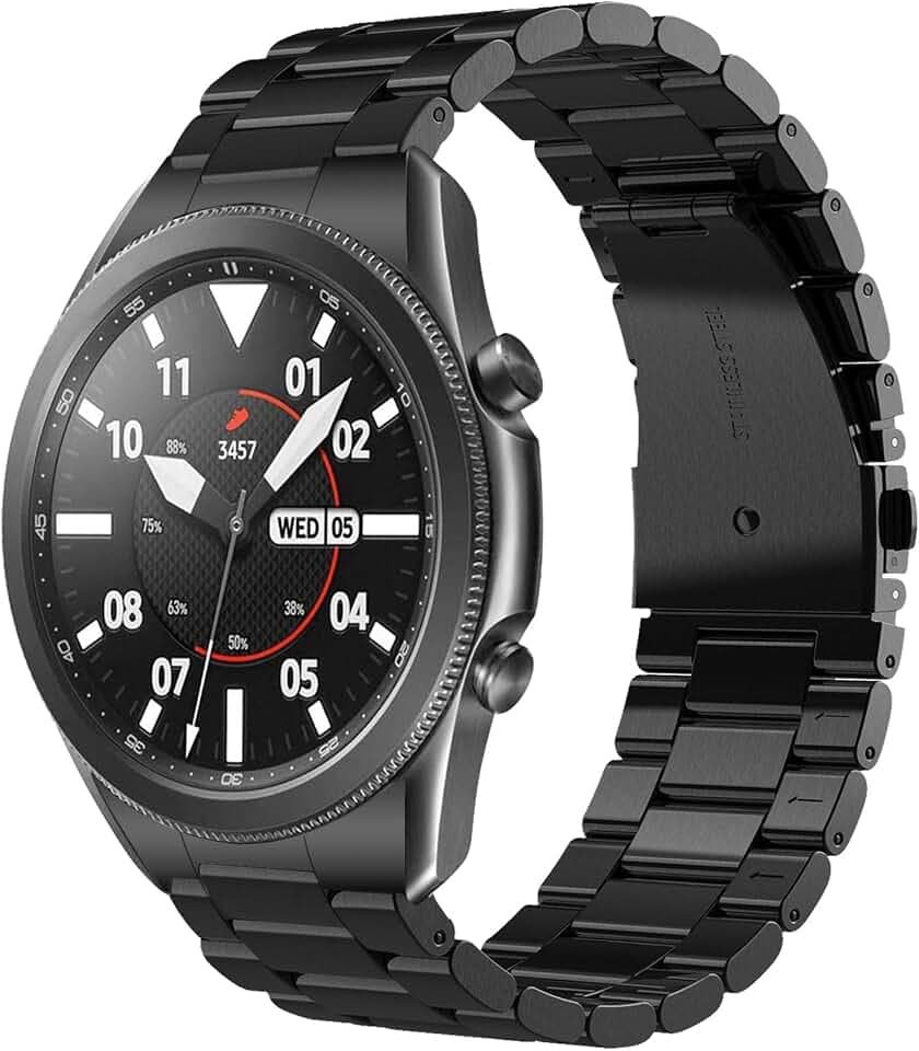 V-MORO Armband kompatibel mit Galaxy Watch 3 45mm ohne Loch 22mm Edelstahl Ersatzarmband Fest Silber