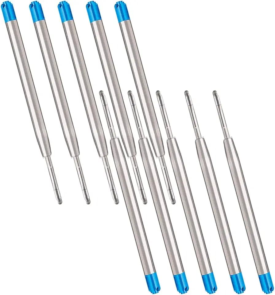 10 x Kugelschreiberminen, Großraumminen Metall Kugelschreiber Ersatzminen für G2-Format, Kompatible Parker Kugelschreiber Minen, Schreibfarbe Blau