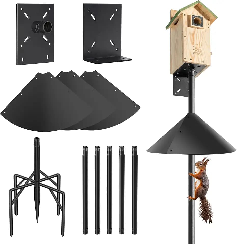 92" Bird Feeder Pole with Squirrel Baffle, 1" Heavy Duty Metal Stand