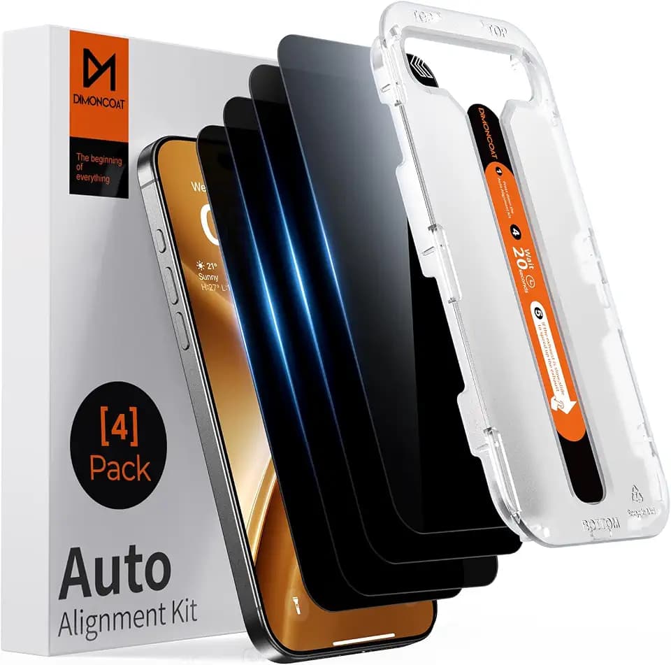 DIMONCOAT 4-PACK for iPhone 16 Pro Privacy Screen Protector Glass 6.3"