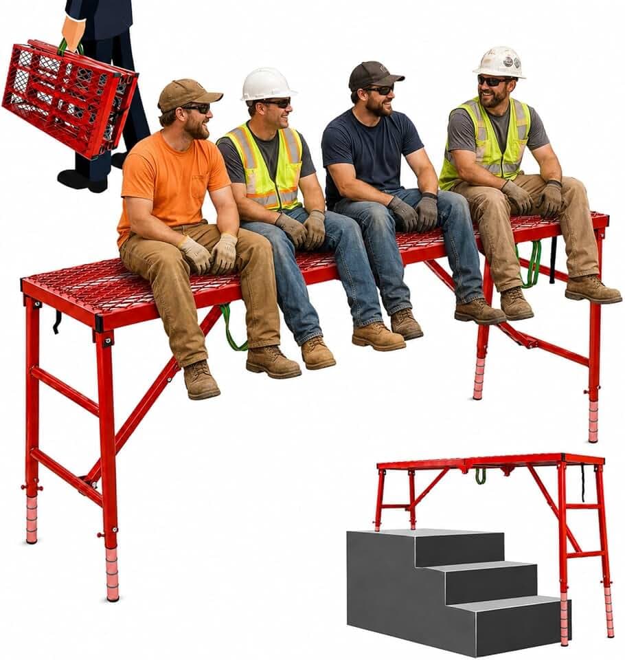 Foldable Scaffolding Platform 70.8" × 15.8", Adjustable Height 36.2"-61.9", 800 lbs Capacity Portable Work Platform, Heavy Duty Folding Scaffold for Painting, Repair, Home & Garage (70.87" × 15.75")