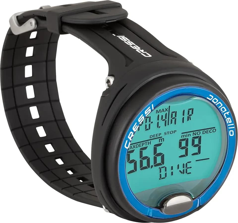 Cressi Donatello Tauchcomputer – Luft- und Nitrox-Modus, Apnoe- und Gauge-Modus – 150 Meter wasserdicht, Hochkontrast-Display – Benutzerwechselbare Batterie, Deep Stop, CNS-Sauerstoffanzeige