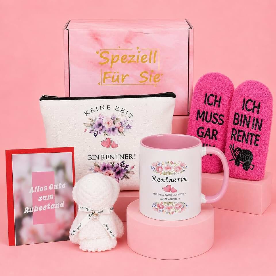 Ruhestand Geschenk Frau, Geschenkset mit Kaffeetasse 330 ml