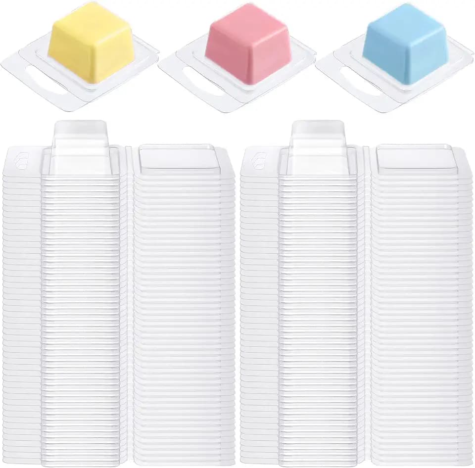 Wesiti Wax Melt Molds Clear Empty Plastic Wax Melt Clamshell Molds, 100 Pcs