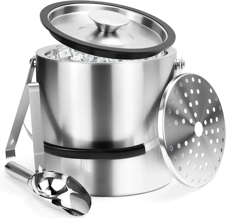 3L Eiswürfelbehälter mit Deckel Eiskübel Edelstahl