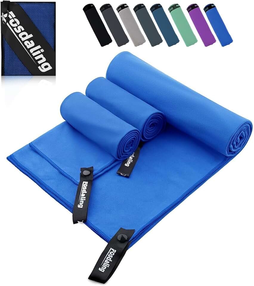 Mikrofaser Handtuch 3er Set - Groß 200*100cm & 2 Klein 80×40cm, Schnelltrocknend Microfaser Sporthandtuch, für Reisehandtuch, Badetuch, Fitness & Sport Handtücher und Strandtuch (Königsblau)