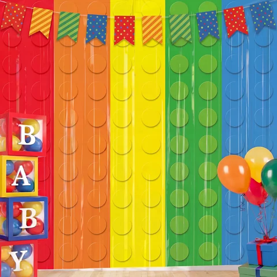 Tiamon 2 Pack Building Blocks Party Decorations, 3.3 x 6.6 Ft