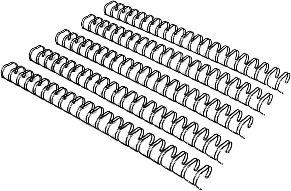 RAYSON 2:1 Wire Binding Spines, 21 Loop, 1 Inch, 240 Sheet, Black, 50 Pack