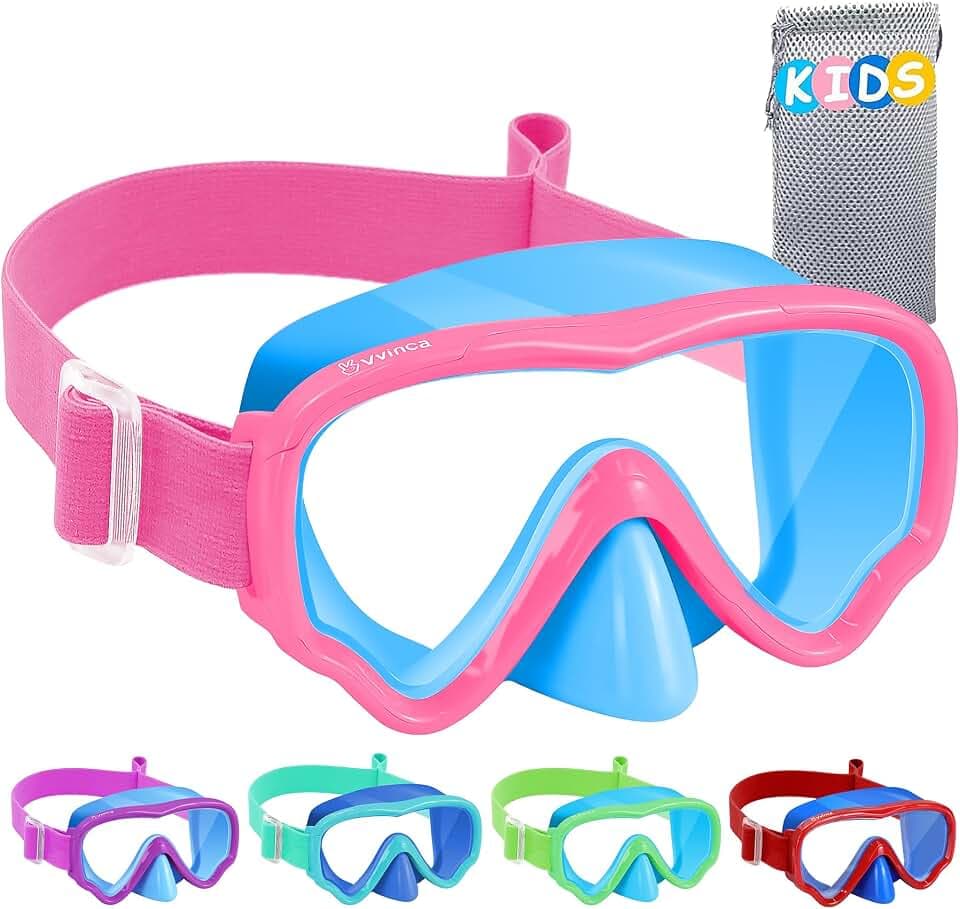Kids Swim Goggles with Nose Cover, Fabric Strap Swim Mask No Leak 3-14