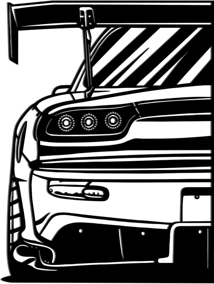 Sports Car Rear Black Metal Wall Art Stylish Garage Living Room Home Decor