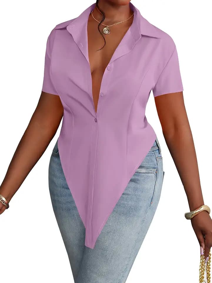 LYANER Women's Collar V Neck Y2k Tops