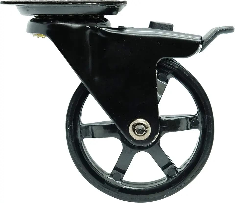 Shepherd 3" Vintage Series 400-lb. Total Capacity Mag Style Heavy-Duty Casters with Polyurethane Non-Marking Wheels, 360° Swivel Silent Industrial Caster Wheels, Set of 4, Black