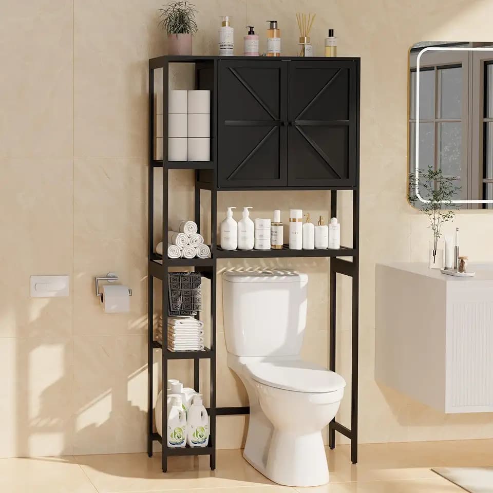 Bamboo Over-the-Toilet Storage Cabinet with Shelves for Small Bathrooms