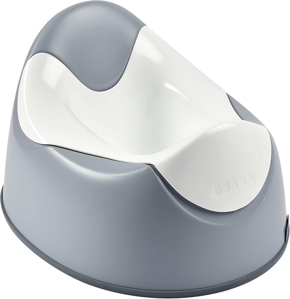 Béaba - Babytopf - Ergonomisches Töpfchen für Kinder - Rutschsicher - Hygienisch - Pflegeleicht - WC-Einsatz mit Handgriffen - Made in France - Grau, 920356