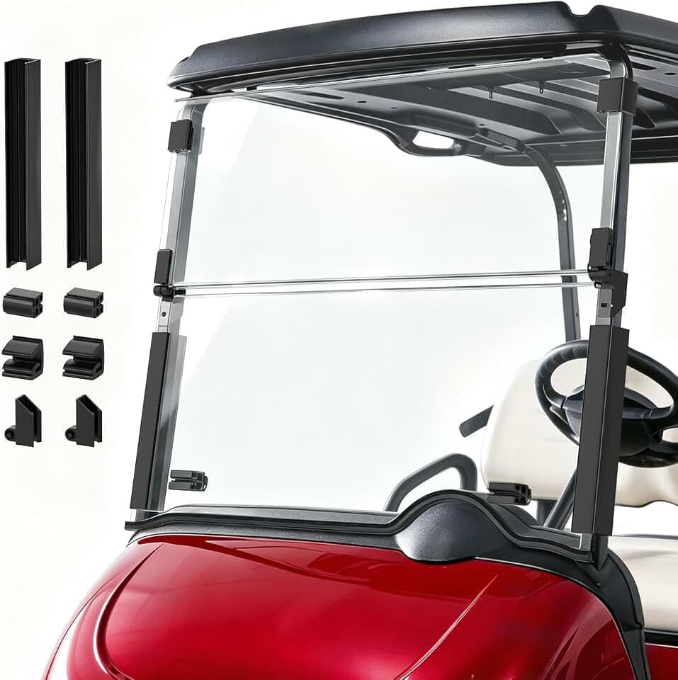 DRIVE UP EZGO RXV Windshield for 2008-Up Gas and Electric Golf Carts, Clear Foldable EZGO Windshield