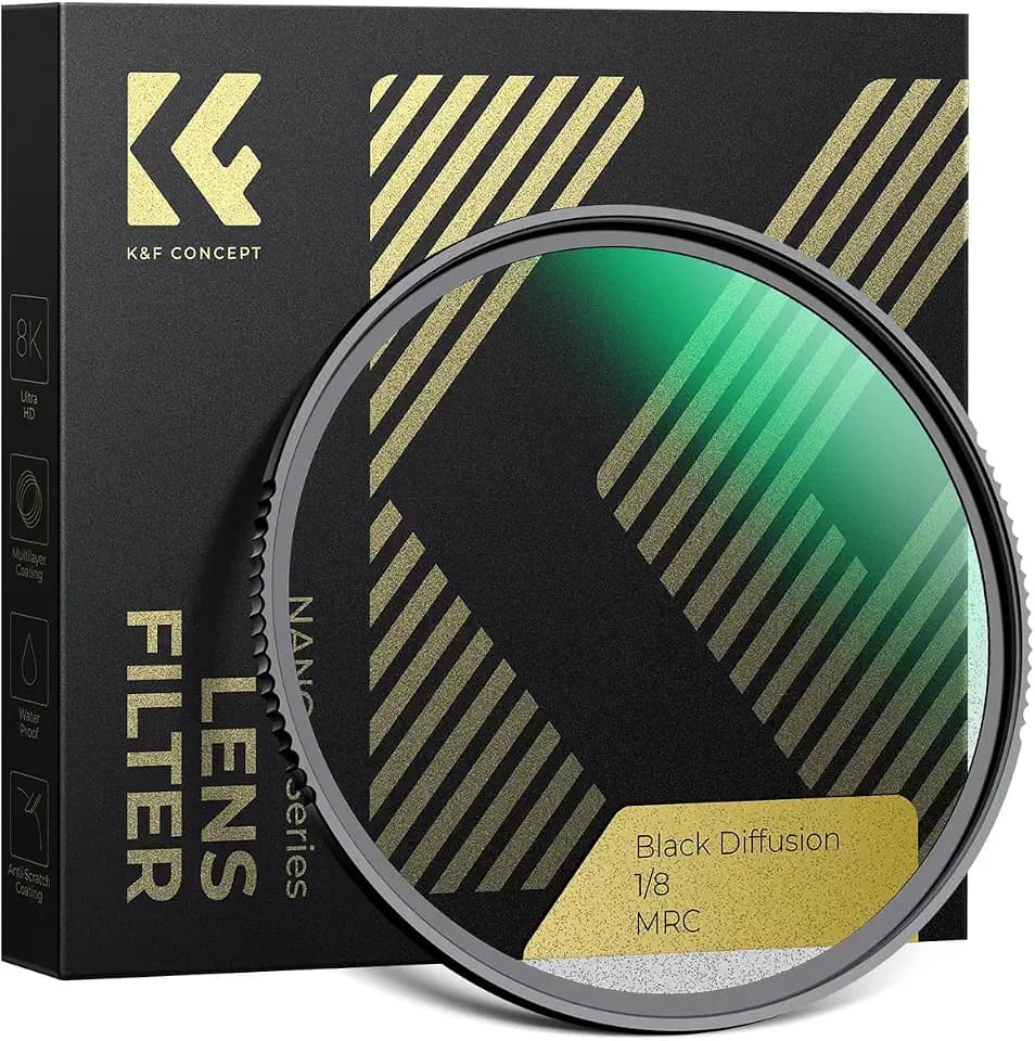 K&F CONCEPT 72mm Black Diffusion 1/8 Filter Mist Cinematic Effect Lens Filter with 28 Multi-Layer Coatings Waterproof/Scratch Resistant for Video/Vlog/Portrait Photography (Nano-X Series)