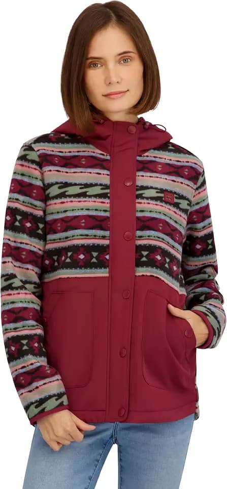 Billabong Women's Sherpa Bonded Polar Fleece Quilted Tech Jacket