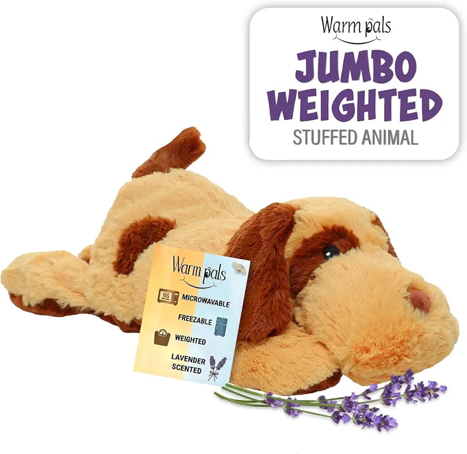 Warm Pals Jumbo Dog, Microwavable Weighted Plush, Heated for Warmth