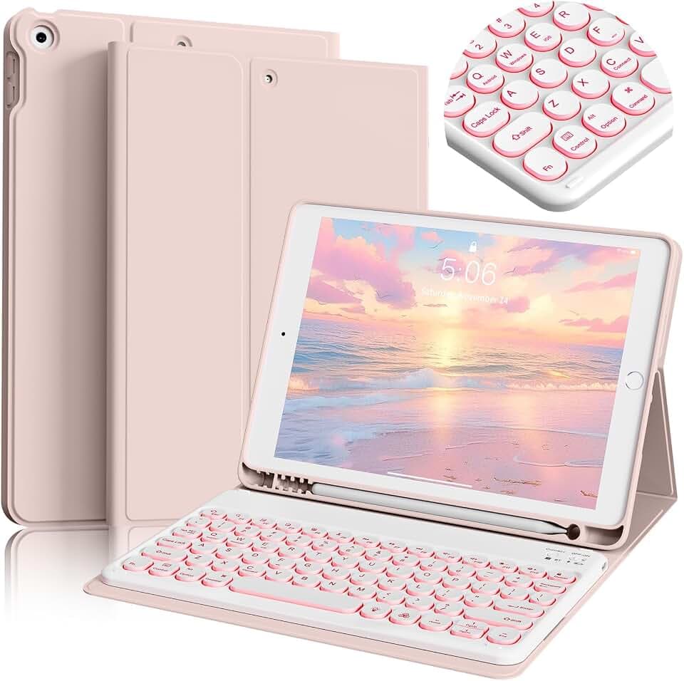 Keyboard Case for iPad 9th/8th/7th Generation 10.2 inch, Pink2