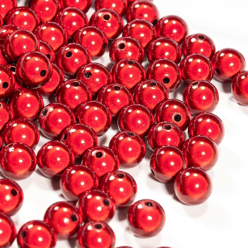 120 Stück 3D Illusion Miracle Perlen 10mm Wunderperlen, Stickerei, Acrylperlen für Schmuckherstellung, hübsch unter Licht DIY Herstellung Von Armbändern Und Halsketten (Rot3)