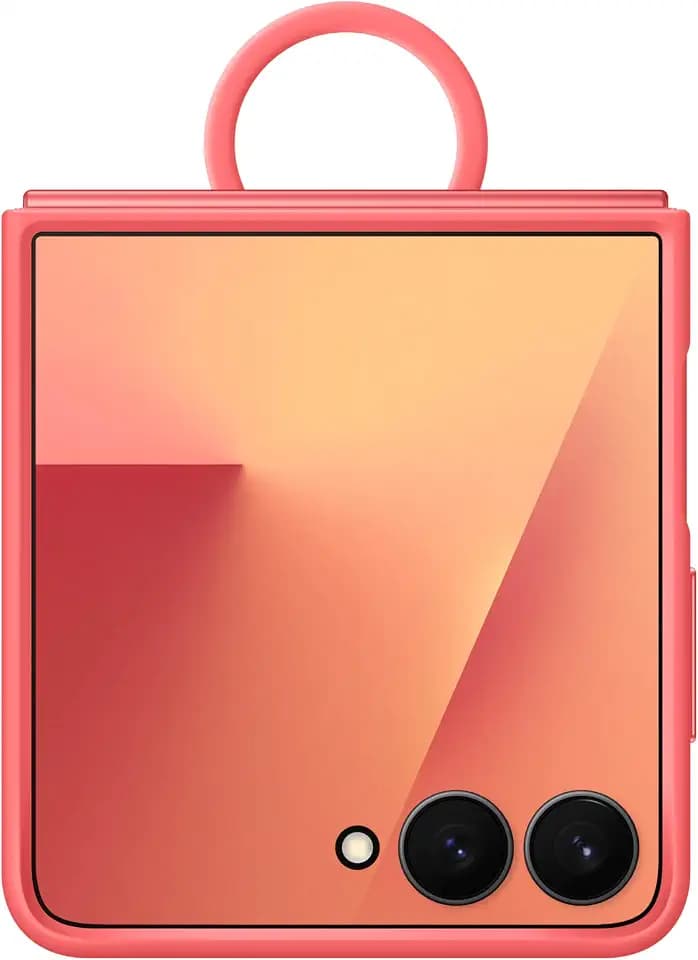 Samsung Galaxy Z Flip7 Official Ring Phone Case Silicone, Easy to Carry, Soft, Sleek, US Version, Coral Red