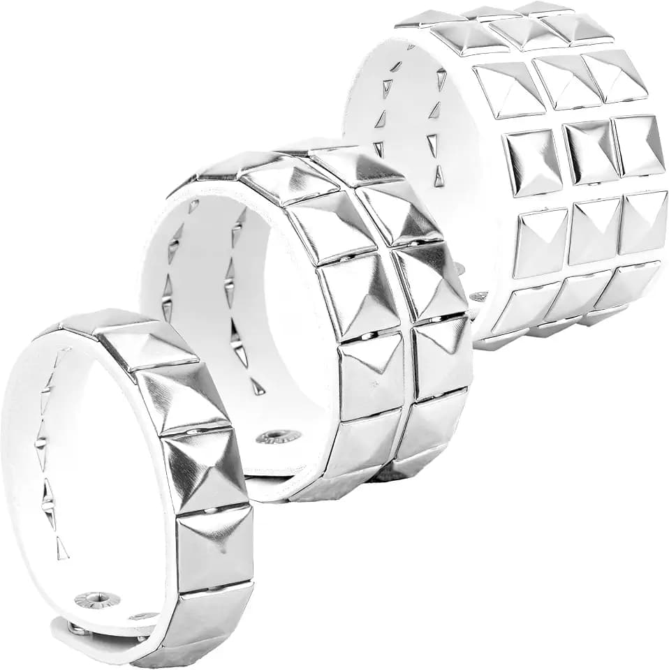 Studded Leather Bracelet for Men & Women - Punk, Gothic & Grunge Accessories - 3 Packs