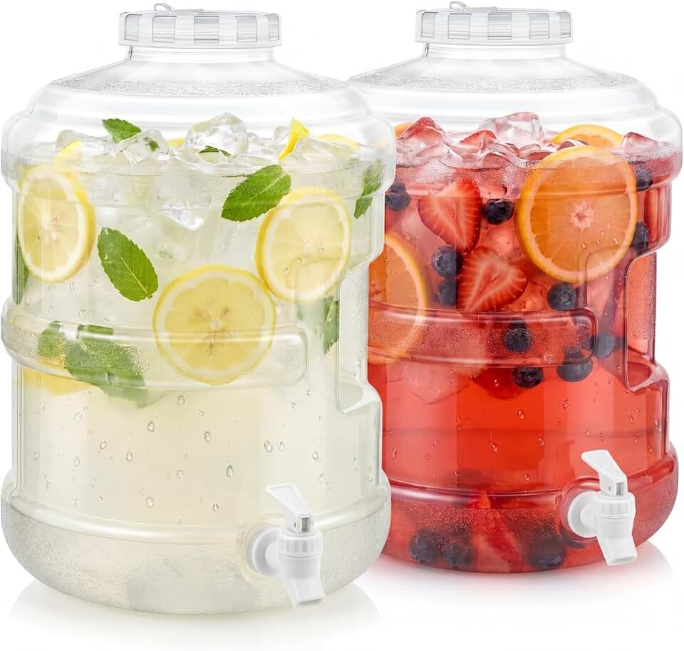 Qinyoung 5 Gallon 2 Pack Beverage Dispenser Large Plastic Drink Container