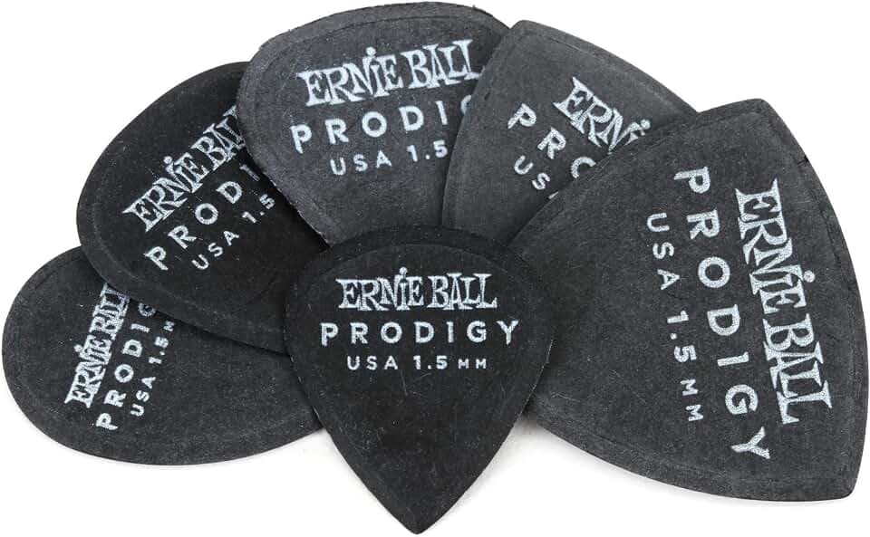 Ernie Ball 1,5 mm Prodigy Plektren im Multipack, 6er-Pack, Schwarz