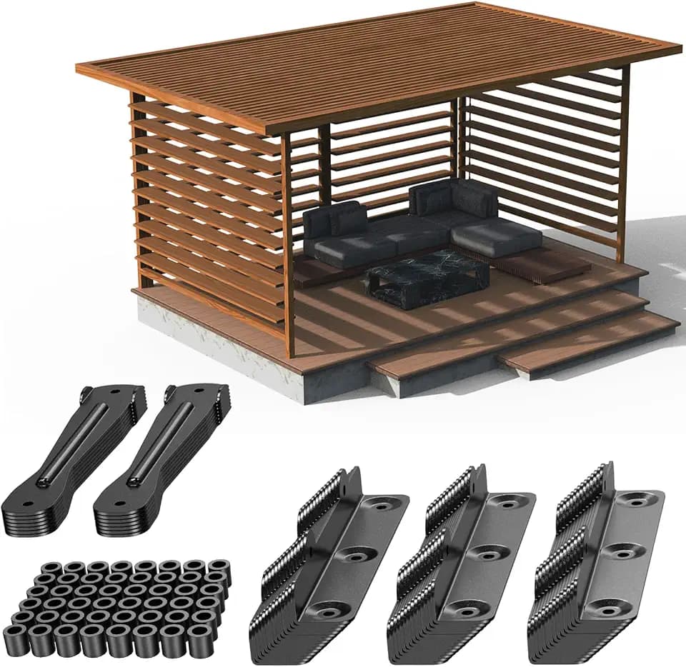 Louvers for Deck Sunblind System, Adjustable Louver Bracket Kit with Stainless Steel Hardware for Bahama Shutters, Privacy Fence, DIY Wood Slat Shade Roof