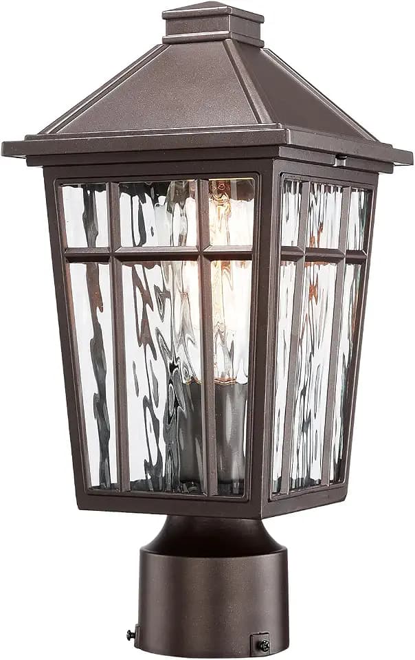 Darkaway Outdoor Post Lights Lamp Post Light Fixture, Waterproof Aluminum Housing with Water Ripple Glass, Fence Post Deck Lighting for Garden Patio Pathway