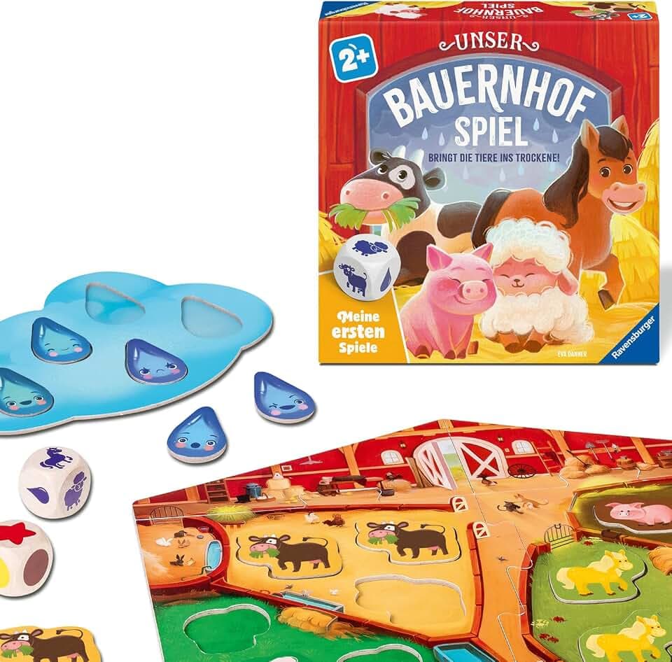 Ravensburger 12010008 Unser Bauernhofspiel - Meine ersten Spiele: Kinderspiele, Würfelspiele, Spiele ab 2 Jahren, für 1-4 Spieler, Geschenk für Mädchen oder Junge