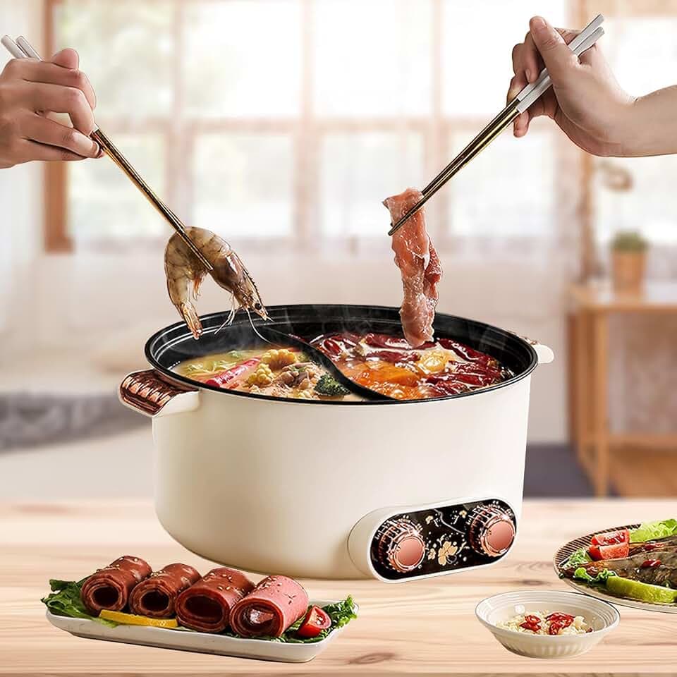 2 Seiten Hot Pot Elektrisch mit zwei Reglern 5L Elektrischer Kochtopf