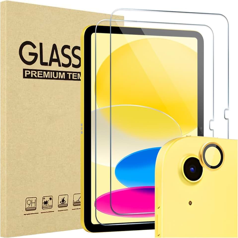 ProCase 2 Pcs Screen Protector for iPad A16 10th with Camera Lens Protector