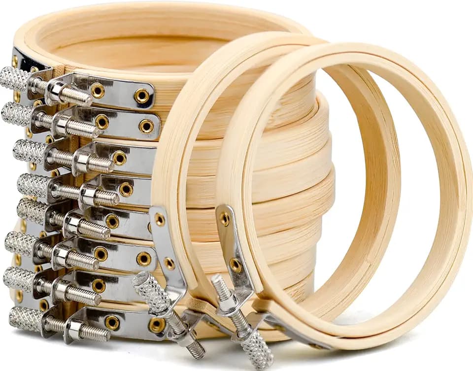 10 Stück 7,6 cm runde Stickrahmen Kreuzstich Reifen und Rahmen verstellbar Bambus Kreuzstich Hoop Kreis Ring für DIY Handwerk Nähen Stickerei Zuhause Kreuzstich Kunst Dekoration