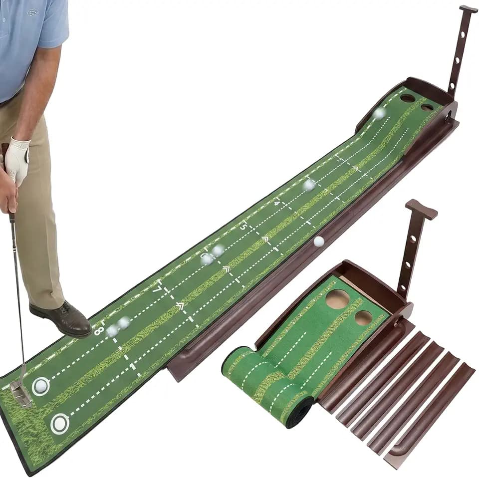 Putting Green Indoor, 9ft Golf Putting Golf Mat with Automatic Ball Return Track, Premium Indoor Putting Green for Home, Office, Golf Accessories, Golf Green, Golf Training Aid for Putting Practice