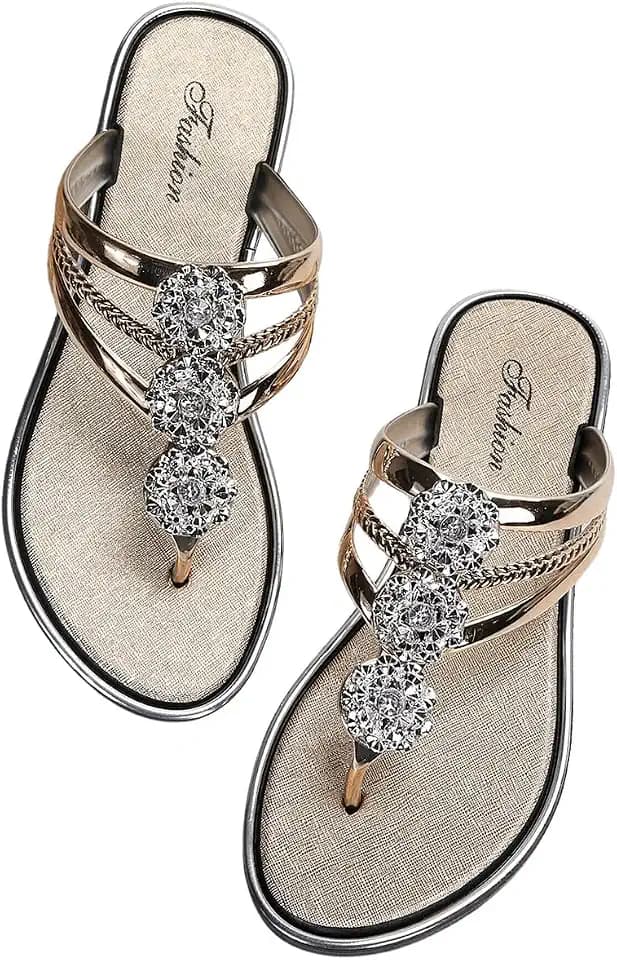 Floerns Women's Flat Sandals Flip Flop Sandals Summer Slip on Dressy Thong Sandal