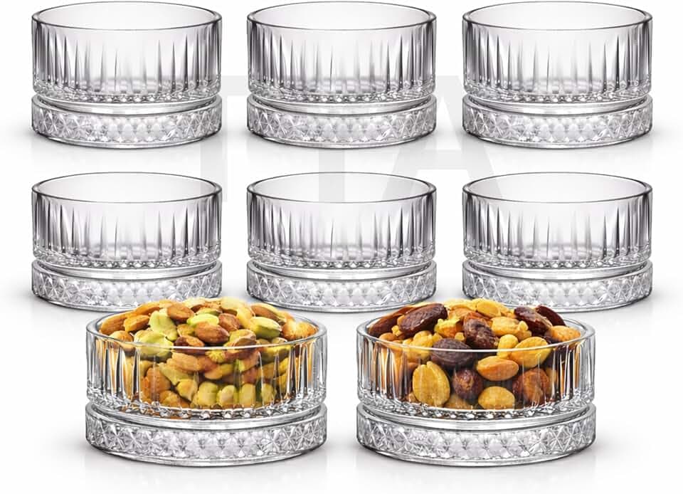 TYA I Premium Kristall Glas Dessertschalen 8er Set 235ml BLEI FREI Dessertbecher, Puddingschalen, Dessert Schalen Glas, Obst Servierschalen, Soßenschalen, Dessert Bowls, Schalen