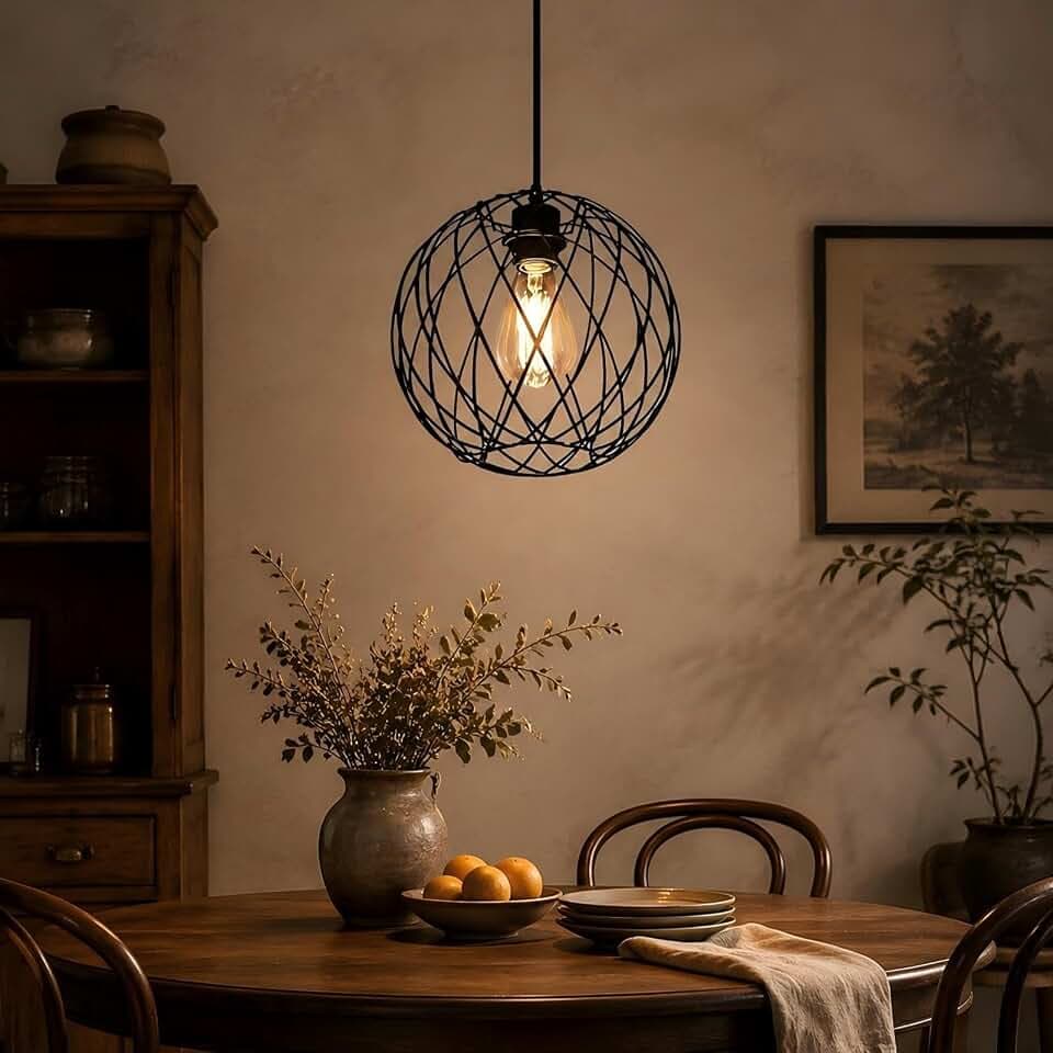 Glitzerlife Hängelampe Pendelleuchte Schwarz Vintage Küchenlampe Hängend