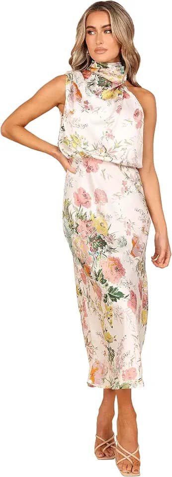 Petal & Pup Women's Anabelle Halter Neck Midi Dress