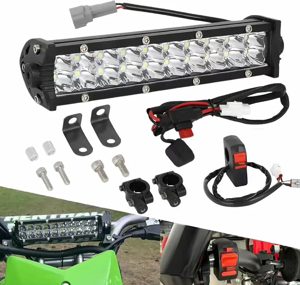 Motorcycle LED ATV Light Bar & ON-Off Switch Headlight Kit for CRF110 KLX110 TTR110 YZ250F,Motocross Light Bar Universal for Most 7/8" Handlebars,60W 2500LM Pit Dirt Bike Plug and Play