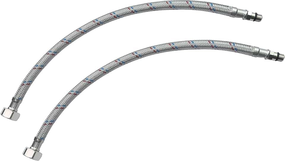 AERZETIX - C51096 - Satz von 2 Schlauchleitungen für mischbatterie weiblich 1/2'' - männlich M10 - länge 400mm - flexible verbindung badezimmer küche - flexibel sanitärarmatur - armaturenschlauch