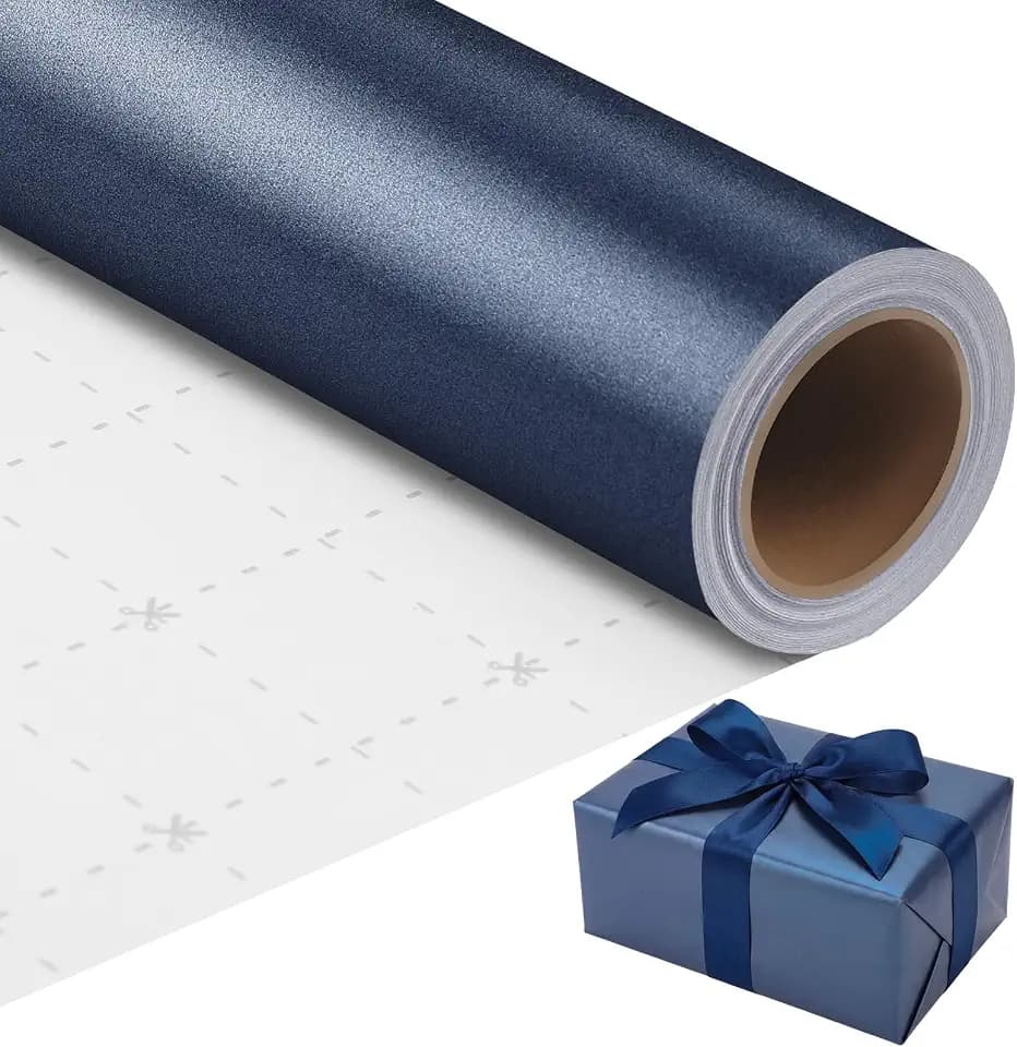 woric Navy Blue Wrapping Paper Roll 17 In X 33 Ft Blue Gift Wrap