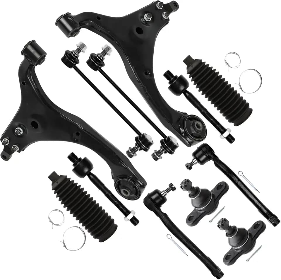 SCITOO 12pcs Suspension Kit For 2007-2012 For Hyundai for Elantra w/Suspension Parts Lower Control Arm Lower Ball Joint Sway Bar End Link Inner Tie Rod End Outer Tie Rod End w/Boots