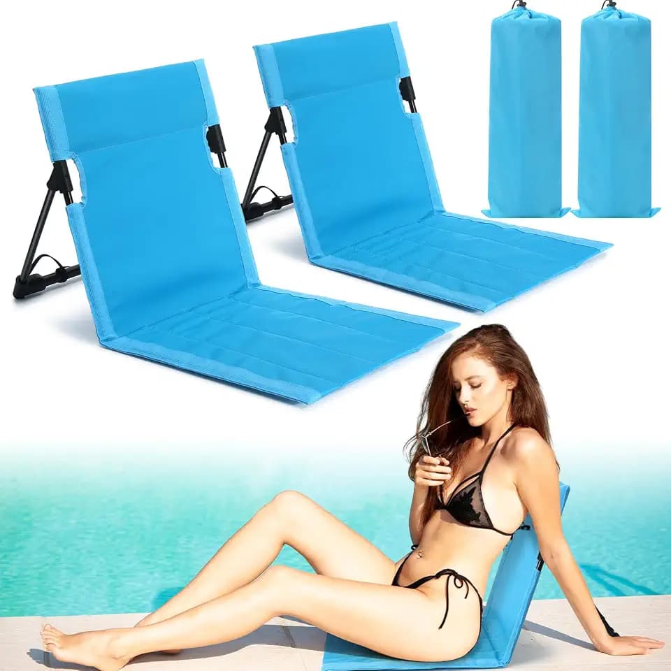 Karenhi 2 Pcs Foldable Poolside Chairs for Edge of Pool,Light Blue