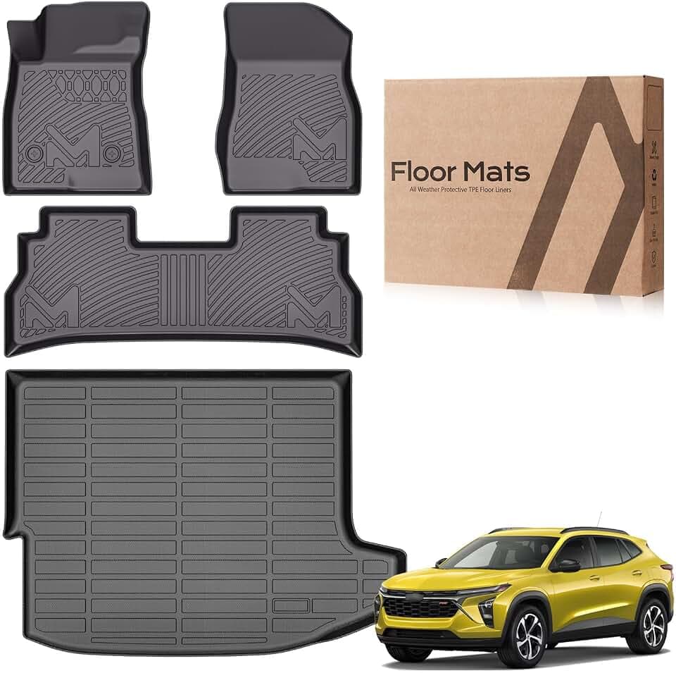 TPE Automotive Floor Mats & Cargo Liner Custom for 2024-2026 Chevy (Chevrolet) Trax & Buick Envista, All Weather Cover Protection Waterproof Black Floor Liner Front & Rear Row Full Set Car Mats, 4PCS