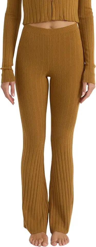 Organic Basics Women's Soft Knit Rib High-Rise Flare Pants