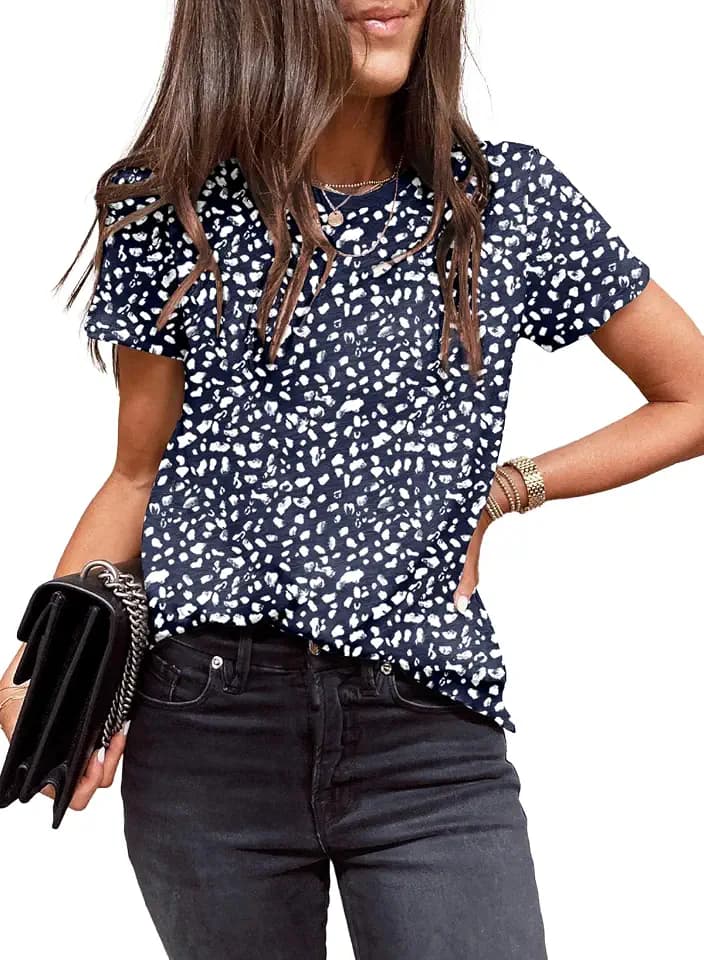 EVALESS Women Casual Short Sleeve Tops Loose Fit T Shirts