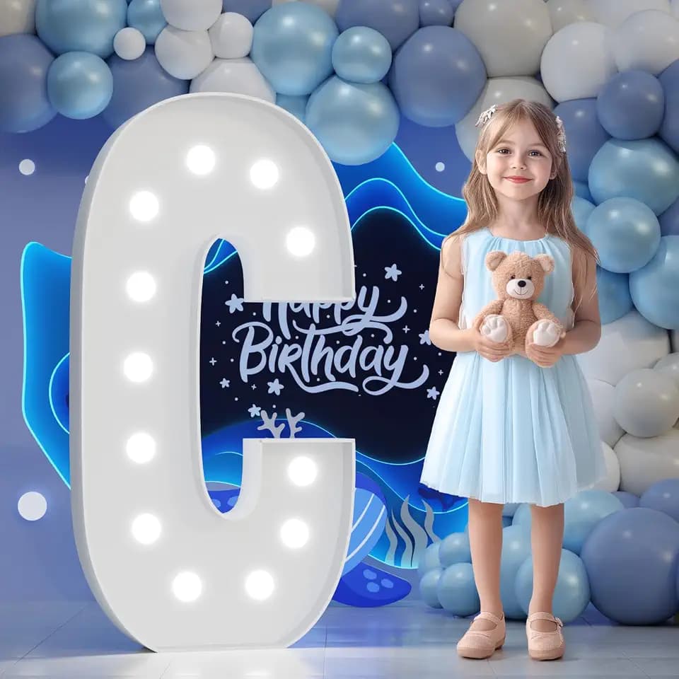 Big Marquee Light-up Letter Decorations: 4 Feet Tall Large Letters C Marry Me Proposal Gender Reveal Alphabet 4FT Sign Graduation Party Wedding Engagement Anniversary HOCO Decor Mosaic Balloon
