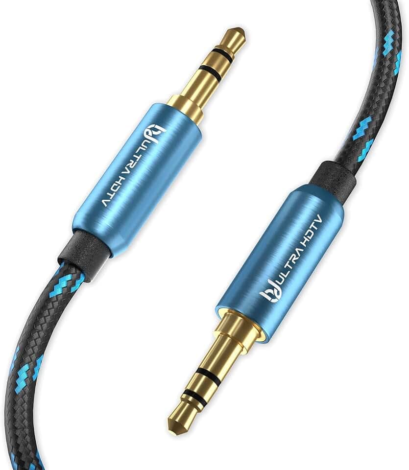 Ultra HDTV Aux Kabel 3,5mm Klinkenkabel [12,5M] Stereo Audio Kabel Klinke auf Klinke, Nylon Geflochten, Hochwertig für Kopfhörer, Auto, Handy, PC, Lautsprecher, Stereoanlagen, MP3-Player usw.